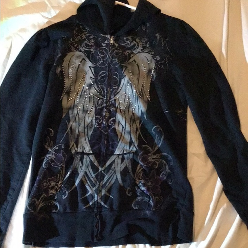 vintage angel wings zip up